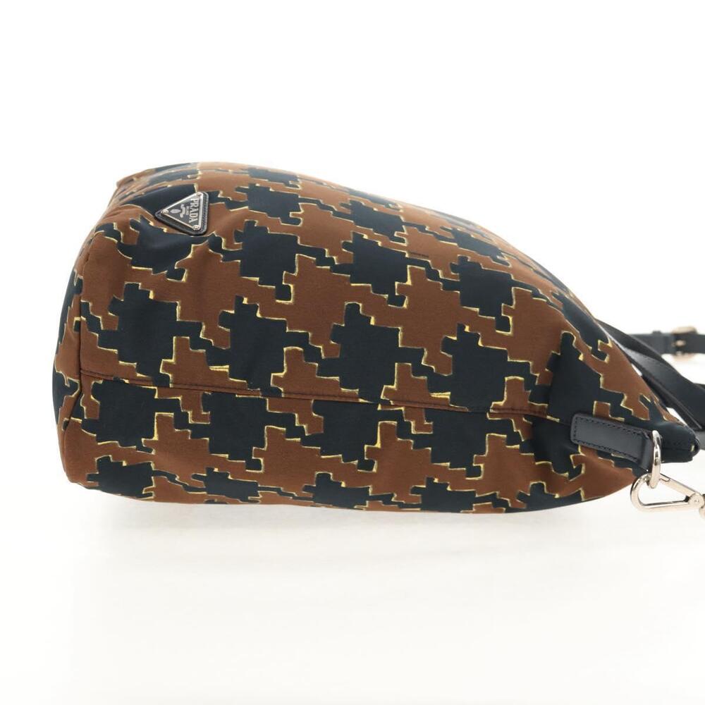PRADA Hand Bag Nylon 2way Brown Silver Auth 148372 - Picture 4 of 16